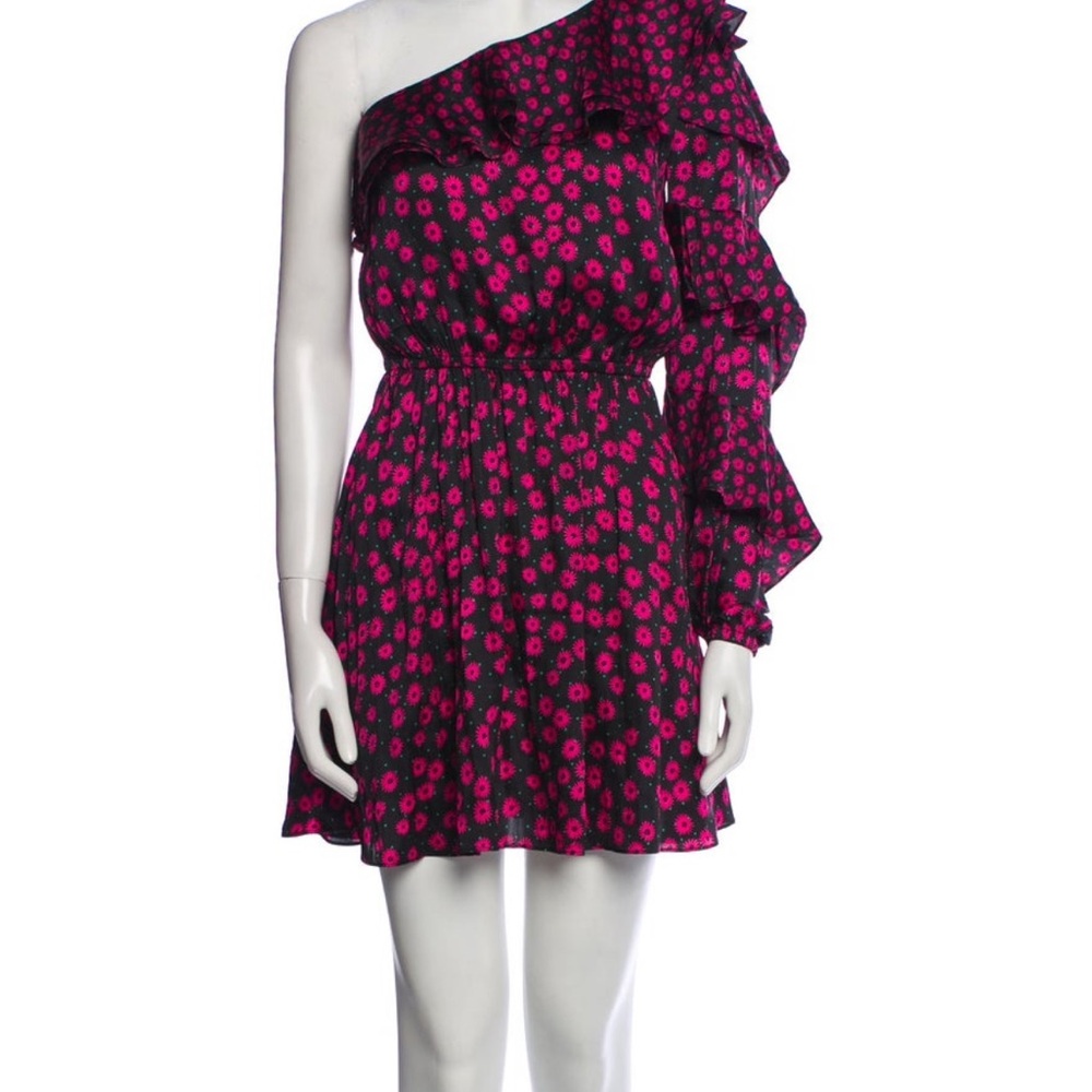Kooples Dress (Elegant Pink Floral One-Shoulder Dress)
